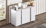 Elegant Modern Dresser with Metal Handle,Mirrored Storage Cabinet with 6 Drawers for Bedroom,Living WF319354AAK