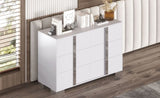 ZUN Elegant Modern Dresser with Metal Handle,Mirrored Storage Cabinet with 6 Drawers for Bedroom,Living WF319354AAK