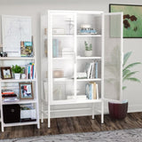 ZUN Double Glass Door Storage Cabinet with Adjustable Shelves and Feet Cold-Rolled Steel Sideboard W1673105925