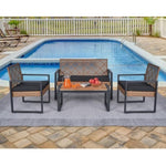 ZUN 4-Piece Patio Furniture Set Outdoor Balcony Porch Garden Backyard Lawn Furniture Acacia Wood Table 07119196