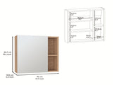 Medicine Single Door Cabinet 19" H With Mirror, Five Interior Shelves, Light Oak B097132885