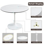 ZUN TULIP DINING TABLE ,Dia. 106cm ROUND, WHT, MARBLE WHT, 1pc per ctn 65205784