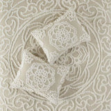 Tufted Cotton Chenille Medallion Comforter Set Taupe Full/Queen B03597175