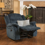 Classic Design, Steel Gray Plush Fabric, Glider Recliner 57412.00FSTL