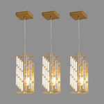 ZUN Modern Crystal Pendant Light - 3 Pack, Adjustable Hanging Ceiling Lamp with Crystal Prism Design for W1340P208480