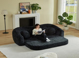 86-inch Curved Convertible Sofa Recliner, 2-in-1 Frameless Folding Sofa Bed with Pull-Out Base and W3505P452820