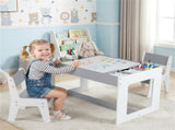 3-in-1 Kids Table & 2 Chairs Set, Double-Sided Chalkboard Whiteboard Activity Table for 28201545
