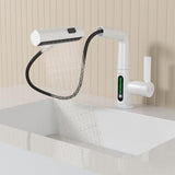 Pull-Out Lift LED Temperature Digital Display Bathroom Basin Faucet, Single Handle 360&deg Rotatable W1224125760