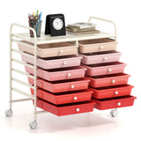 12-Drawer Rolling Storage Cart - 2-Row 10-Storey, Multicolor Drawers, 4 Wheels , White 15819213