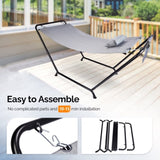Outdoor Hammock Bed with Stand, Cozy Outdoor Hammock with Pillow & Storage Pocket for Patio, 88465544