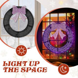 36in Pre-lit Outdoor Christmas Wreath Decoration, Lighted Metal Wreath with Purple Bow, Remote 65188732