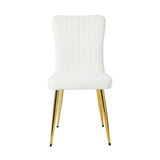 ZUN Modern White teddy wool dining chair, upholstered chair with fabric accent side chair with W210127517