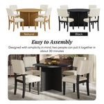 ZUN Modern 5-Piece Round Dining Table Set Pedestal Kitchen Table Set with 4 Upholstered Dining Chairs 95903976