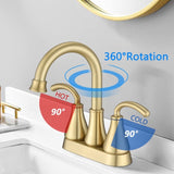 2-Handle Bathroom Sink Faucet with Pop-up Drain Brushed Golden W122458635