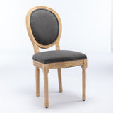 A&A Furniture,French Style Solid Wood Frame Antique Painting Linen Fabric Back Dining Chair,Set of W1143141071