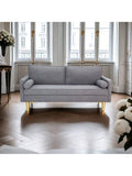 Modern Mid-Century Style Linen Sofa with 2 Pillows, Bedroom Furniture, Home Office 3 Seat Sofa 18728891