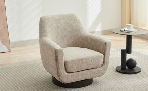 ZUN U-shaped Fully Assembled Swivel Chair Linen Accent Chair Armchair Round Barrel Chair for Living Room WF324396AAC