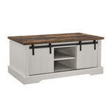 41.3 Inch Coffee Table Storage and Sliding Wood Door, Farmhouse and Industrial Cocktail Table 43506210