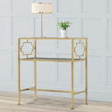 Grifton Rectangular Antique Gold Metal and Glass Accent Table B050P364437