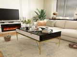 Modern Black and White Coffee Table with 2 Drawers, Living Room Storage Table T3609P347453