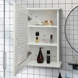 Wall Mounted Cabinet, Hanging Medicine Cabinet with 3 Tiers, Single Louvered Door, Floating Cupboard W2181P151565