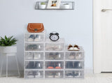 12 Pcs Plastic Shoe Storage Box, White PS Stackable Foldable Shoe Box with Transparent Door, 84175859