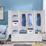 ZUN 4-layer 16 Cube Organizer Stackable Plastic Cube Storage, Plastic + Steel Wire with 3 Clothes Rails, 59827635