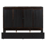 Queen Size Murphy Bed with USB Port and a Large Drawer, Espresso N708P205905P