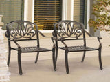 Set of 2 Cast Aluminum Patio Dining Chairs, Stackable Outdoor Bistro Chairs with Armrests for 93510049
