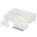 Wooden Twin Size Daybed with Storage Shelves and Lockers, Multi-functional Bed with Study Desk and N733P240746K
