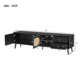 70" TV Stand for TVs up to 80 Inches, Mid Century Modern Entertainment Center with Rattan Doors, 2 N710P295759B
