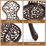 3 PCS Outdoor Bistro Set,Outdoor Patio Set, All-Weather Cast Aluminum Bistro Table Set for Backyard, 75089652