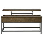 ZUN Brown Oak and Sandy Black Lift Top Coffee Table B062P153626