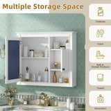 32'' Bathroom Wall Cabinet with Mirror, Wall Mounted Medicine Cabinet with 3 Shelves, Mirrored Door N710P252505K