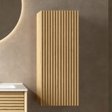 BOI 12" Wall-Mounted Floating Striped Bathroom Vanity Side Cabinet with a Door and a Shelf, W2615P268883