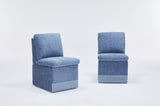 Linen Upholstered Armless Dining Chair with Casters and Storage space-set of 2,BLUE W2069P288876