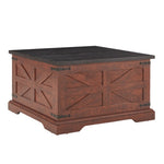 ZUN Farmhouse Coffee Table, Square Wood Table with Large Hidden Storage Compartment for Living Room, W2275P148554