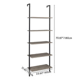 5-Shelf Wood Ladder Bookcase with Metal Frame, Industrial 5-Tier Modern Ladder Shelf Wood 77969360
