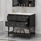 36" Bathroom Vanity Cabinet Sink Combo Set, Undermount Ceramic Sink, Free Standing Vanity Set N710P250654B