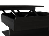 Babel Lift Top Coffee Table 15.3" H, Casters, One Shelf, Black, Living Room B097P407605