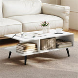 Rectangle Coffee Table with 2 Open Compartments-White 93354194