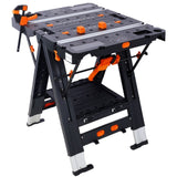 Portable Folding Work Table, 2-in-1 as Sawhorse & Workbench, Large Load Capacity with 2pcs Clamps 41944602