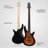 ZUN 44 Inch GIB 5 String H-H Pickup Laurel Wood Fingerboard Electric Bass 62416959