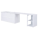 ZUN Queen Size Murphy Bed with Rotable Desk, White 11589562