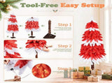 5FT Red & White Drooping Tree, 303 PVC Tips, 100 Warm White Lights with 8 Modes & Remote, US Plug 56142860