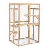 ZUN Wooden Cat Catio, Outdoor Cat Enclosure, Cat House with Platforms, Sunshine Board, Hammock, Door, W2181P191345