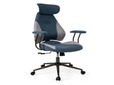 Gray Blue Color Blocking Office Chair with 2D Adjustable Headrest, Ergonomic High-Back Desk Chair 42636464