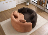 LY-042 Full Compression Sponge Loveseat, S-Curved Dual-Depth Sofa, Brown Chenille Modular for Small W2231P329732