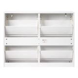 2 Rows 4 Drawers Shoe Cabinet Particle Board 102*25*78.5cm White 23849345