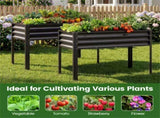 44" Elevated Raised Garden Bed with Drainage Holes, 32" Ergonomic Height Metal Planter - Black 63877749